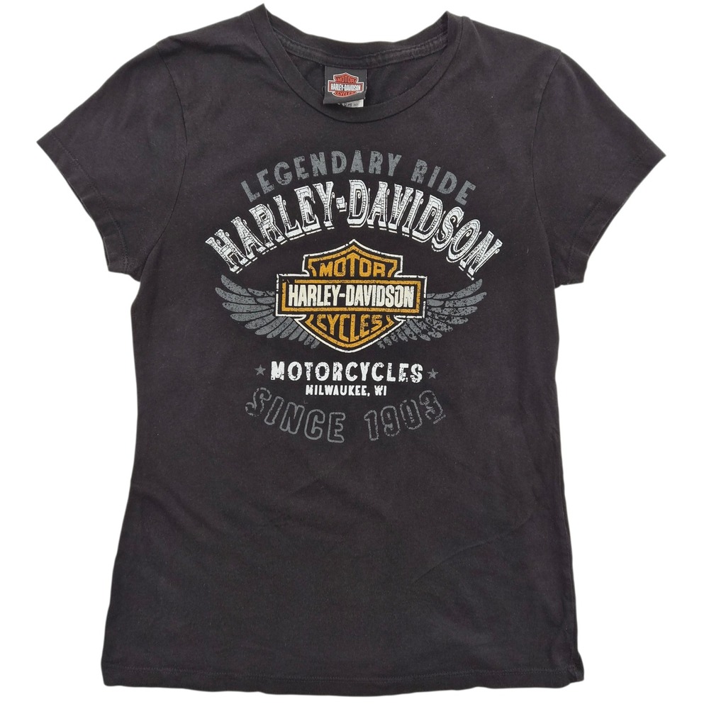 Harley-Davidson Womens Black Graphic‎ T-Shirt Skagit WA Rose Barbed Wire Size M